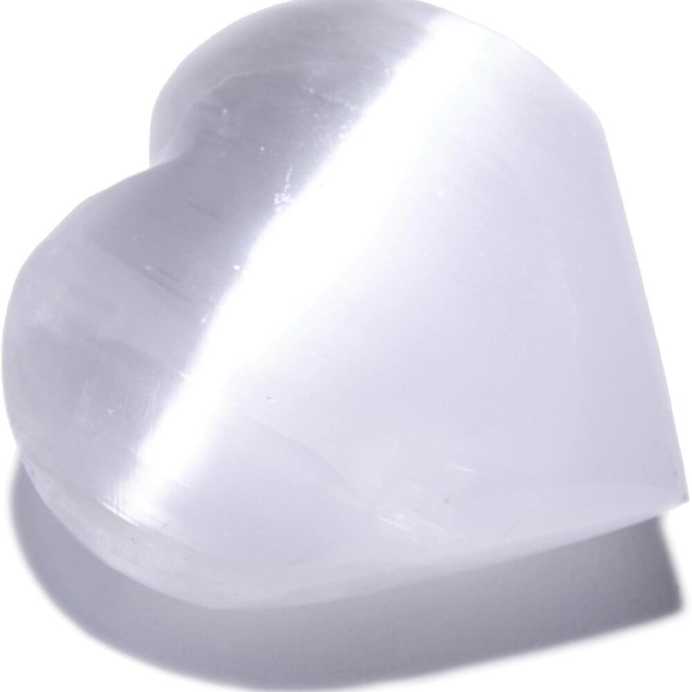 Selenite Heart Worry Stone with Healing & Calming Effects - High Energy Selenita